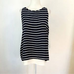 MERCER & MADISON Navy and White Striped Sleeveless Blouse Size Medium